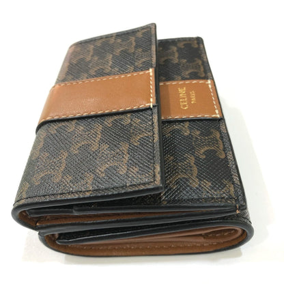 CELINE Trifold wallet PVC / Leather Brown Triomphe Small trifold Women