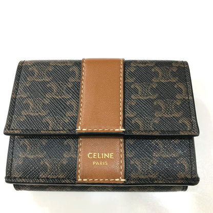 CELINE Trifold wallet PVC / Leather Brown Triomphe Small trifold Women