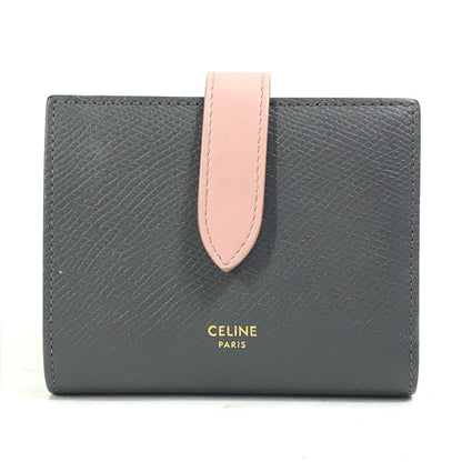 CELINE Trifold wallet 10H263BRU.10GV leather Gray x pink By color Small strap wallet Women