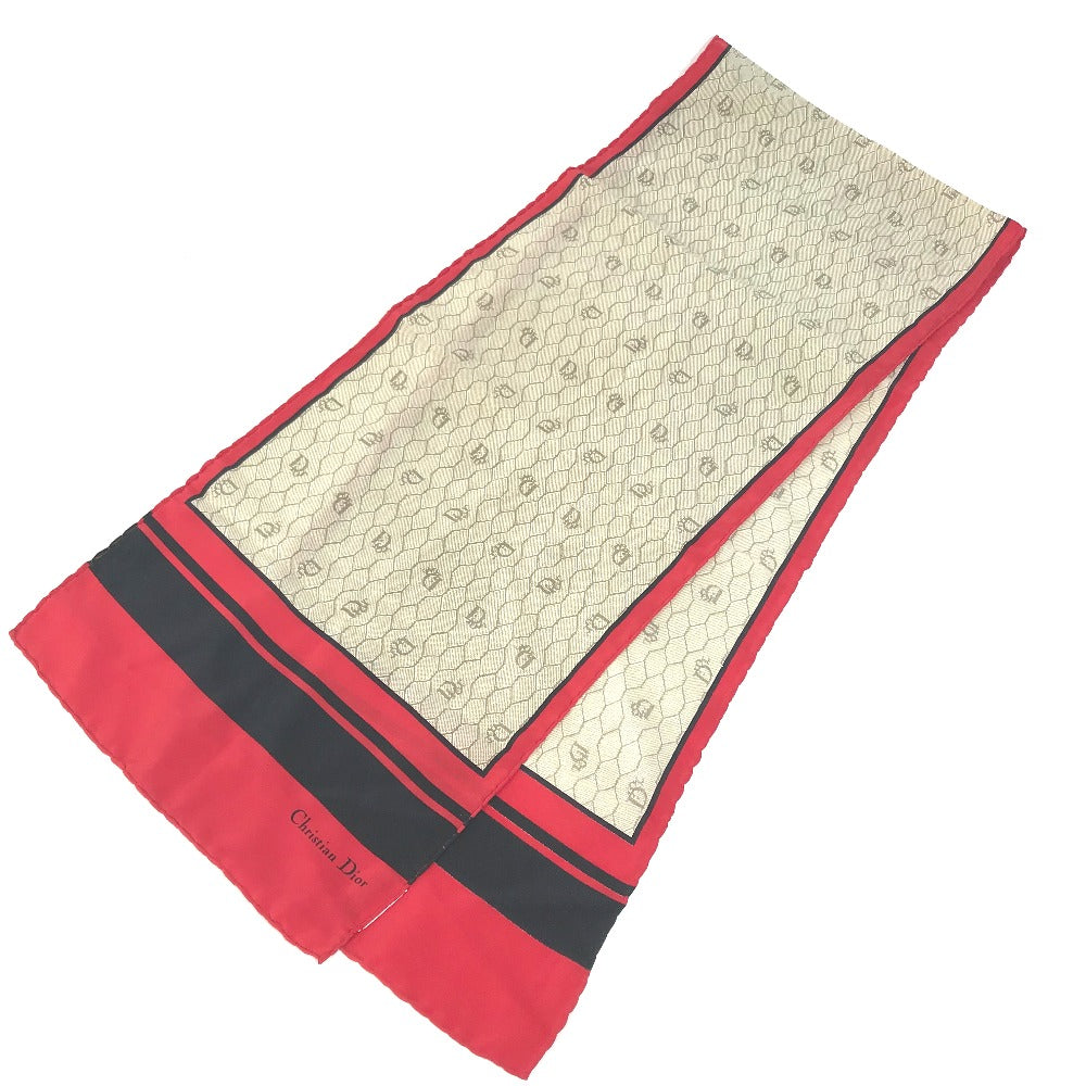 Dior scarf silk Beige x red x black Honeycomb Overall handle Women