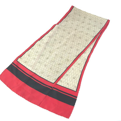 Dior scarf silk Beige x red x black Honeycomb Overall handle Women
