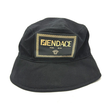 FENDI hat FXQ801 cotton black Versace collaboration logo Women M/59