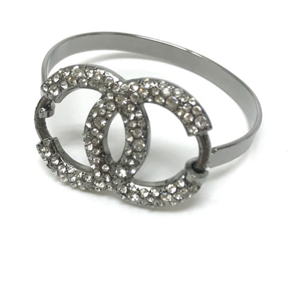 CHANEL bracelet Metal, Rhinestone Silver Accessories COCO Mark CC Rhinestone Women