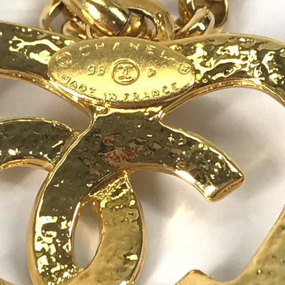 CHANEL Necklace Gold Plated gold vintage Heart CC COCO Mark