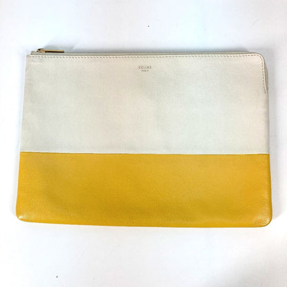 CELINE Clutch bag leather White x yellow By color Women