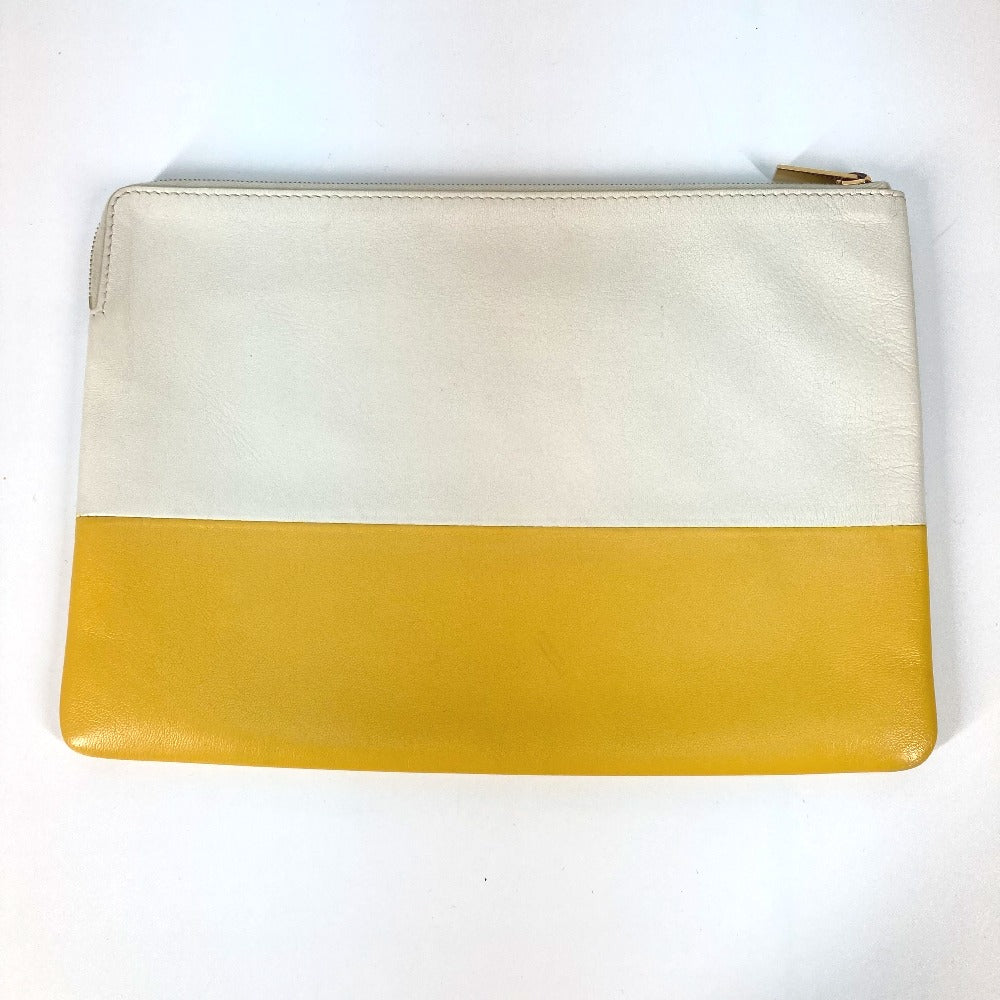 CELINE Clutch bag leather White x yellow By color Women