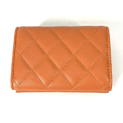 CHANEL Trifold wallet AP0230 lambskin Orange CC COCO Mark Matrasse quilting Women
