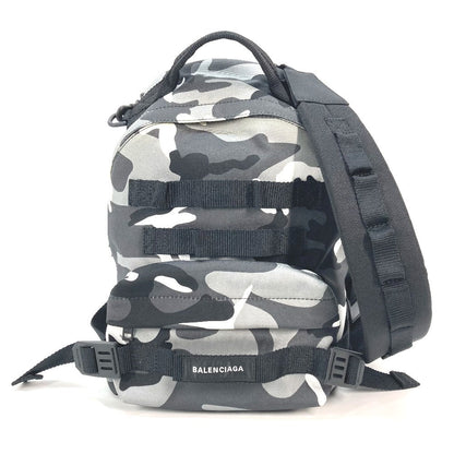 BALENCIAGA Backpack 6440312 canvas Gray x black Camouflage camouflage Army mens