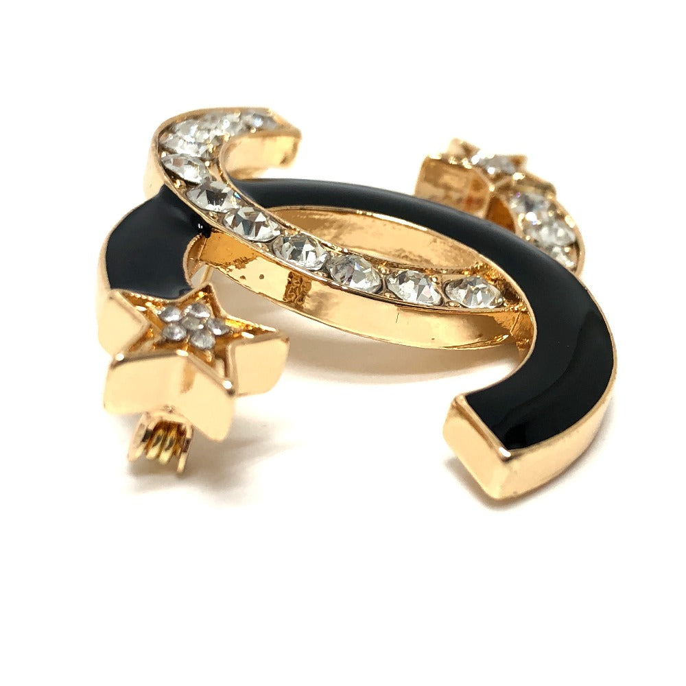 CHANEL Brooch metal gold 23A CC COCO Mark Star Rhinestone Women