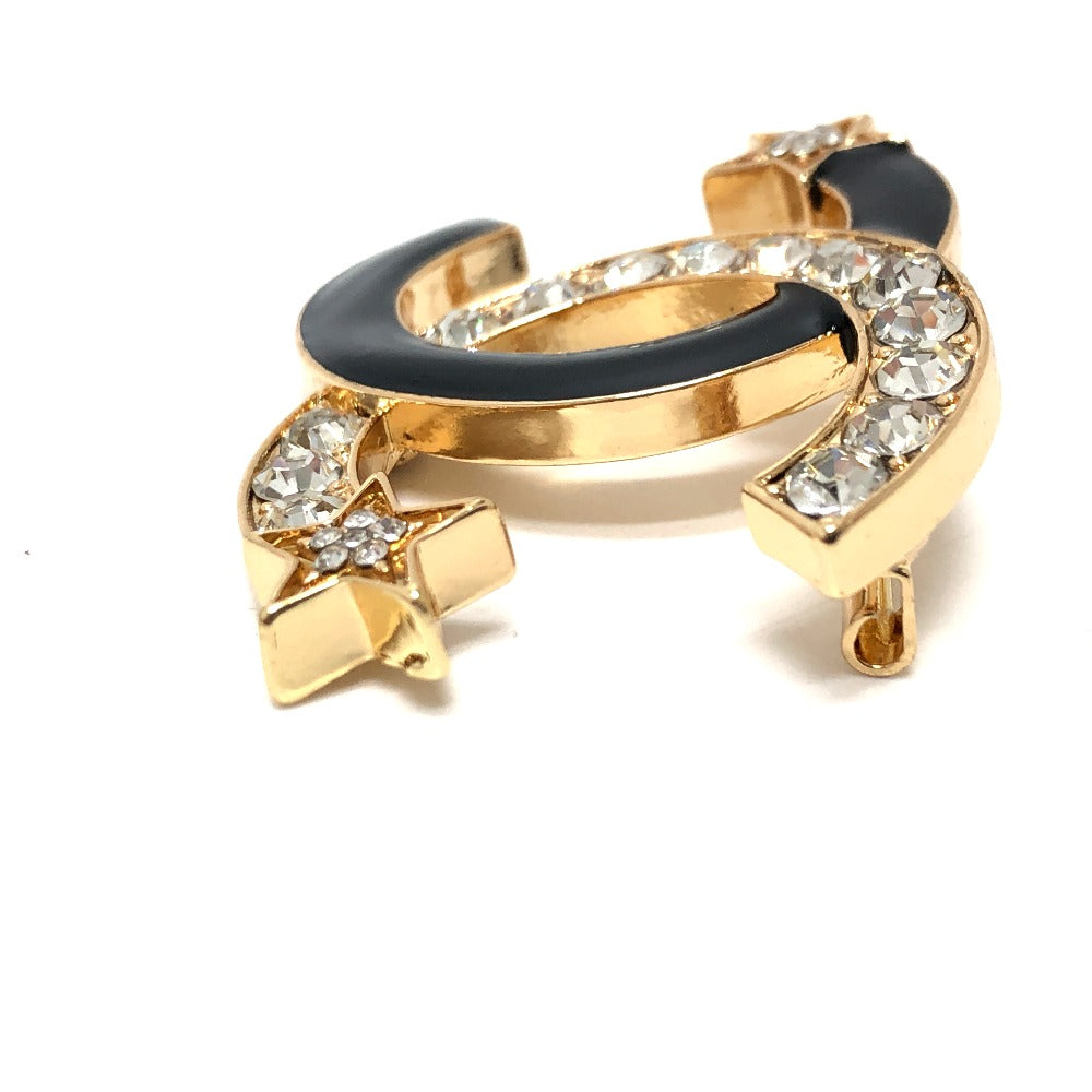 CHANEL Brooch metal gold 23A CC COCO Mark Star Rhinestone Women