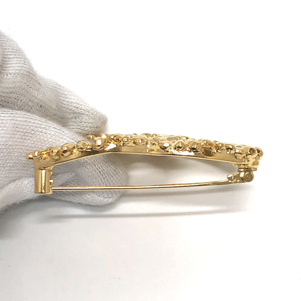 CHANEL Brooch metal gold 23A CC COCO Mark Flower Rhinestone Women