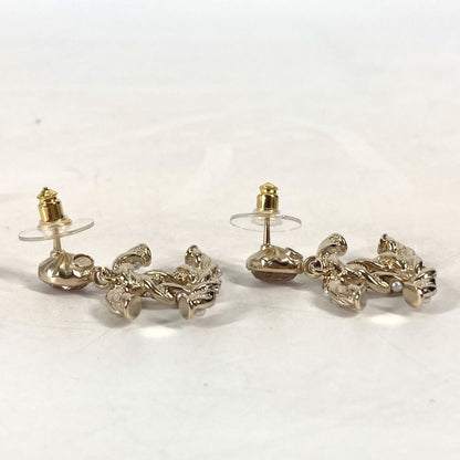 CHANEL Pierce ABB511 metal gold 23B CC COCO Mark Rhinestone Faux Pearl Women