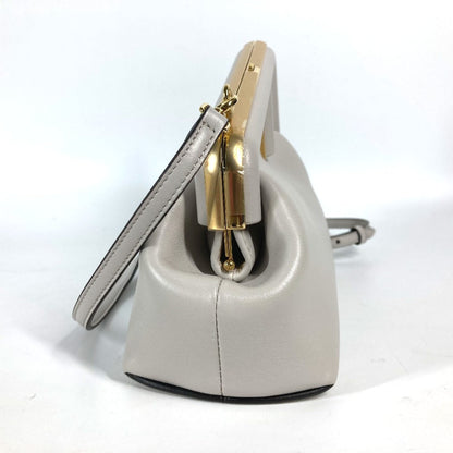 FENDI Clutch bag 8BP129 leather White gray type Shoulder Crossbody Pochette first small Women