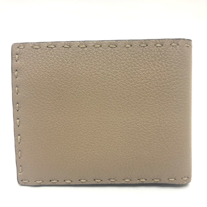 FENDI Folded wallet 7M0194 leather gray stitch Celeria mens
