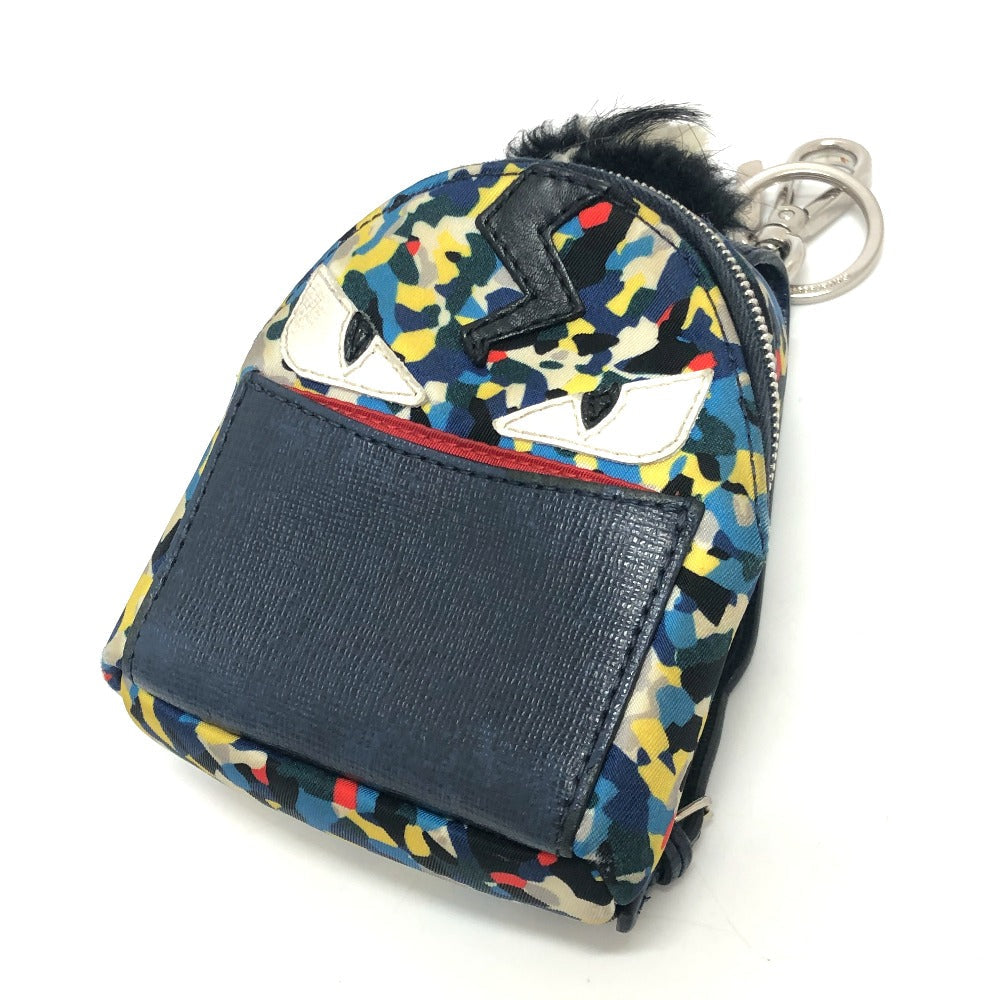 FENDI key ring 7AR432 Leather / nylon blue monster