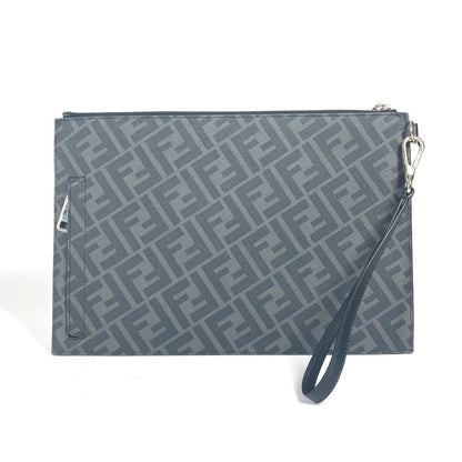 FENDI Clutch bag 7N0110 leather Black x Yellow x Grey Flat slim slim Diagonal Zucca mens
