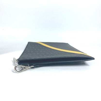 FENDI Clutch bag 7N0110 leather Black x Yellow x Grey Flat slim slim Diagonal Zucca mens