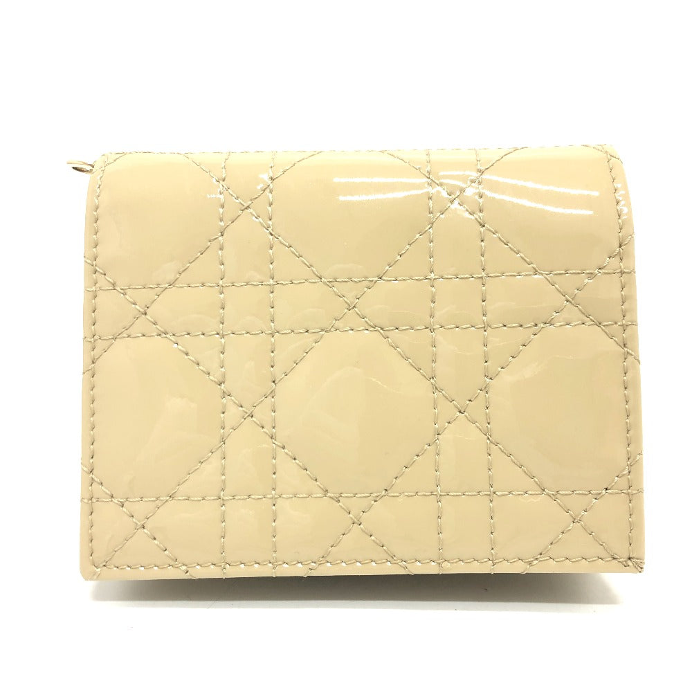 Dior Folded wallet enamel beige Canage Lady Dior LADY DIOR Women