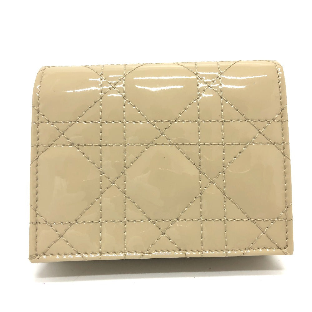 Dior Folded wallet enamel beige Canage Lady Dior LADY DIOR Women