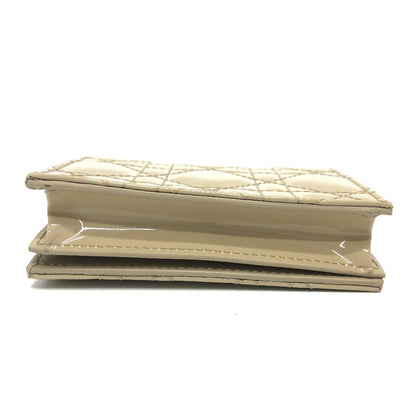 Dior Folded wallet enamel beige Canage Lady Dior LADY DIOR Women