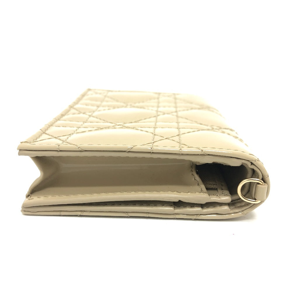 Dior Folded wallet enamel beige Canage Lady Dior LADY DIOR Women