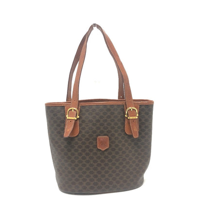 CELINE Tote Bag PVC / Leather Brown vintage Macadam Bucket Type Women