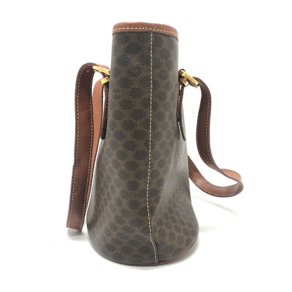 CELINE Tote Bag PVC / Leather Brown vintage Macadam Bucket Type Women