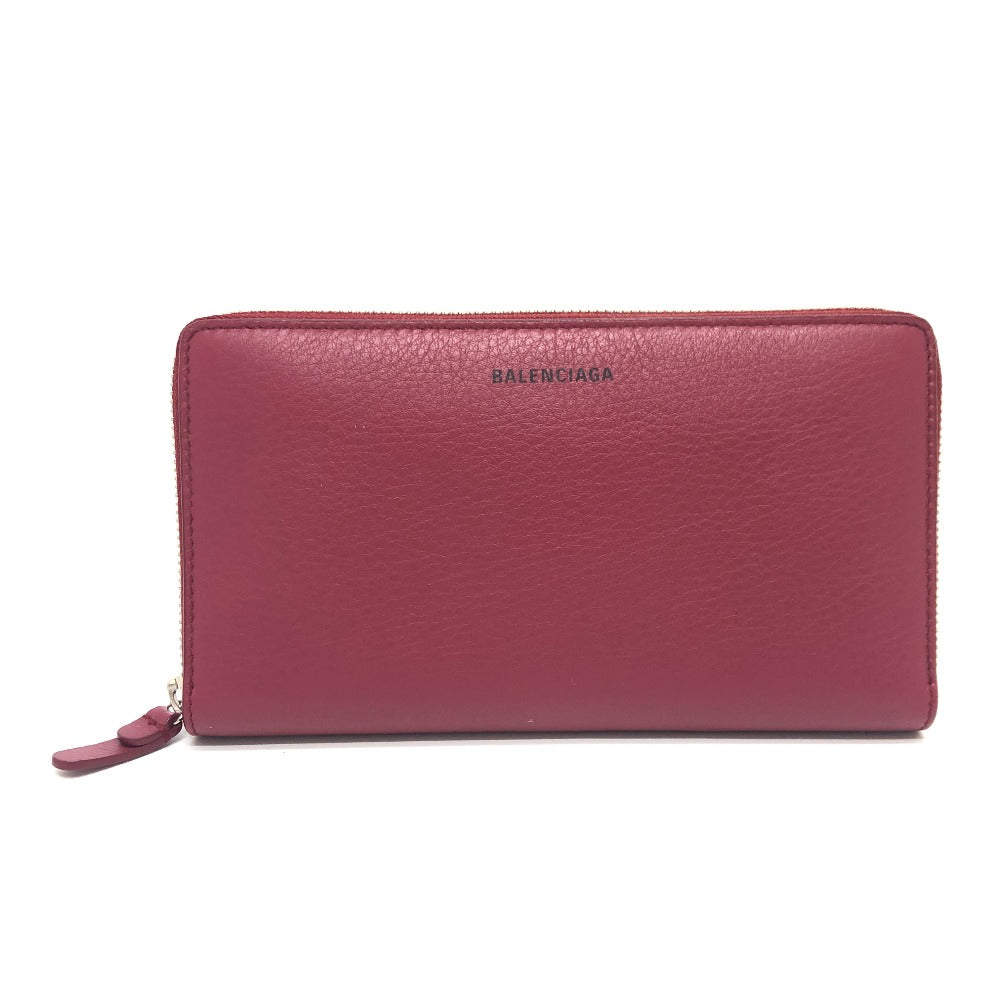 BALENCIAGA Long Wallet Purse 516362 leather Red logo Everyday Continental unisex(Unisex)