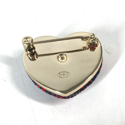 CHANEL Brooch tweed Navy x red B22K Heart COCO Mark CC Women