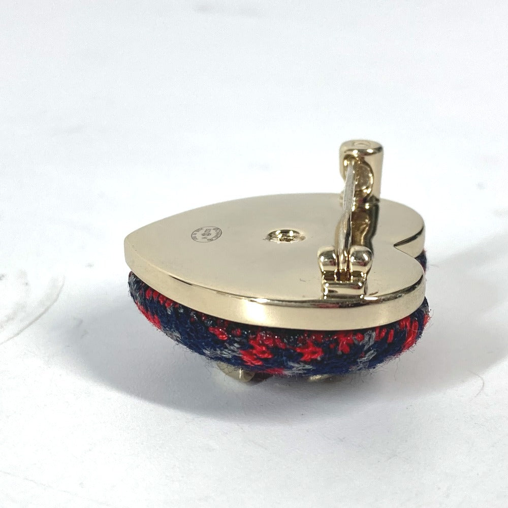 CHANEL Brooch tweed Navy x red B22K Heart COCO Mark CC Women