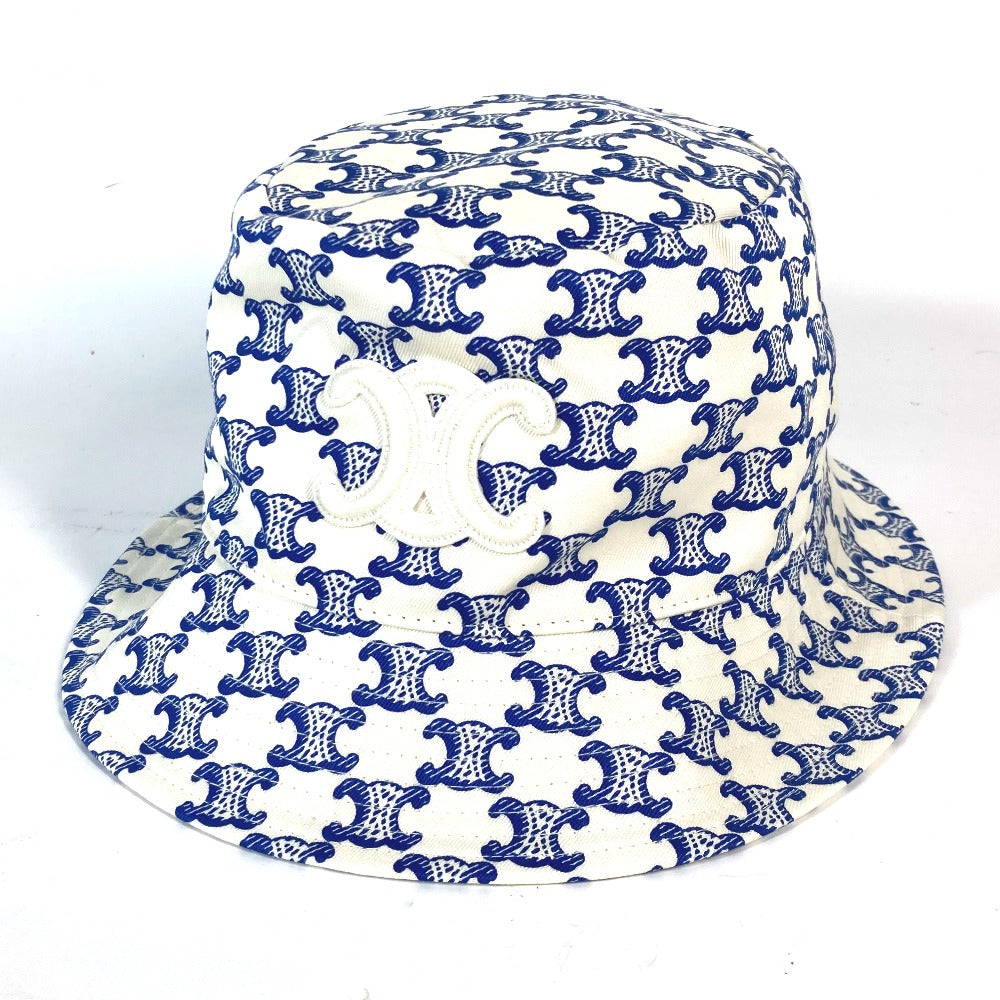 CELINE hat 2AUE5460U cotton White x blue Monogram triomphe logo unisex(Unisex) S