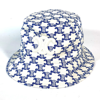 CELINE hat 2AUE5460U cotton White x blue Monogram triomphe logo unisex(Unisex) S