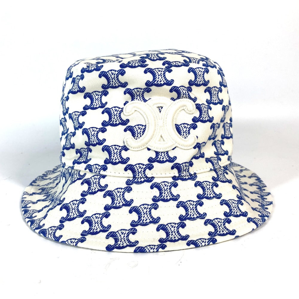 CELINE hat 2AUE5460U cotton White x blue Monogram triomphe logo unisex(Unisex) S