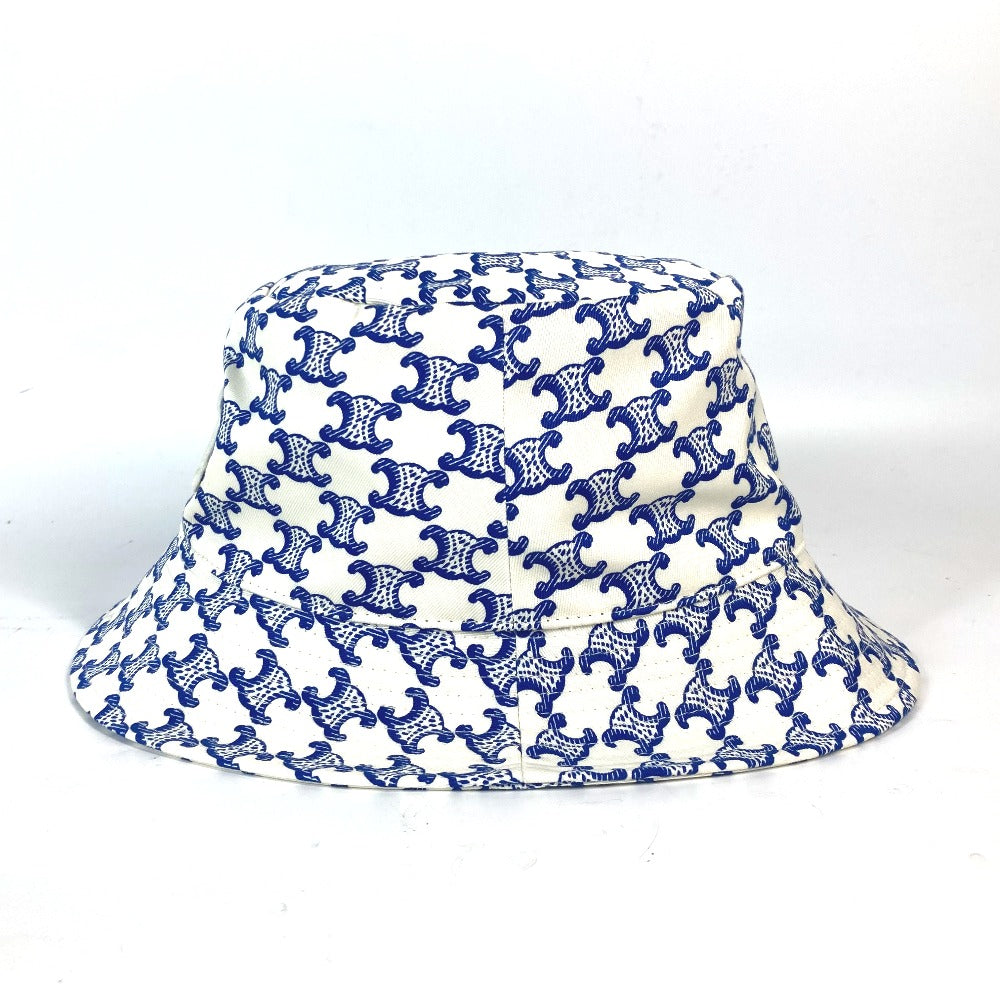 CELINE hat 2AUE5460U cotton White x blue Monogram triomphe logo unisex(Unisex) S