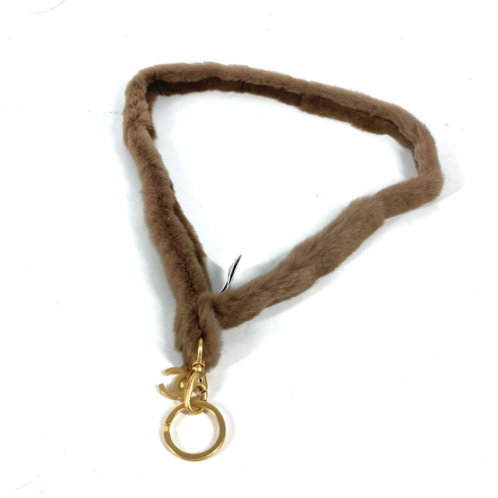 CHANEL strap Wiesel Brown fur CC COCO Mark Fur Neck Strap Women