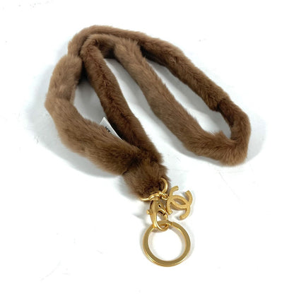 CHANEL strap Wiesel Brown fur CC COCO Mark Fur Neck Strap Women