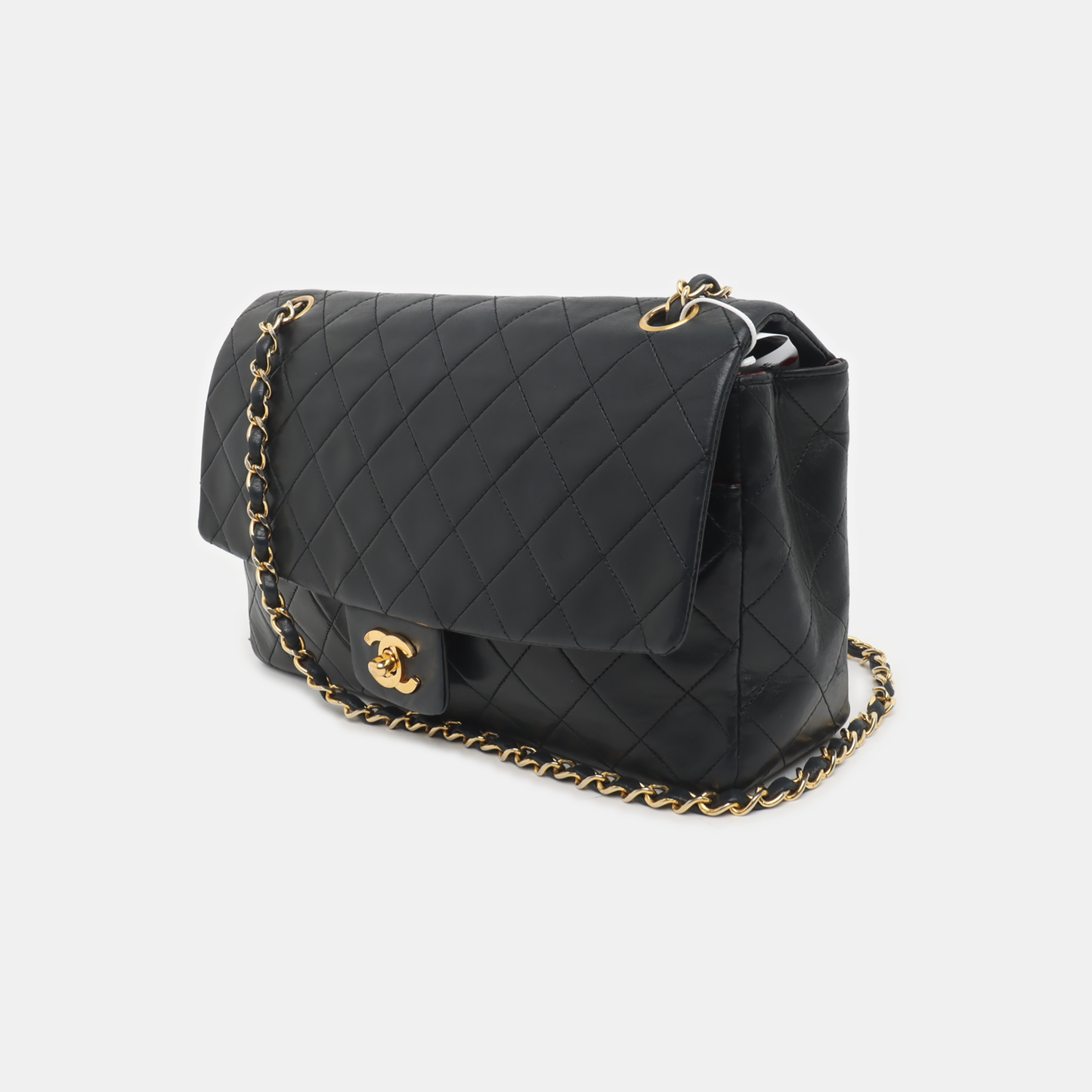 Chanel Classic Flap Vintage Large Black Lambskin Leather with 24k Gold Hardware, 1989-1991