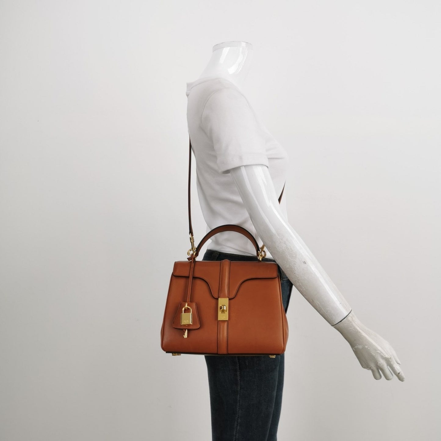 Celine 16 Bag Small Caramel Natural Tan Smooth Calfskin Leather