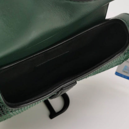 Dior Saddle Mini 2019 Black and Green Beaded Shoulder Bag