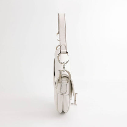 Dior Saddle Vintage Leather White with Silver Hardware