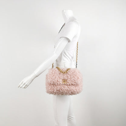 Chanel 19 Bag 2021 Small Pink Shearling Flap Bag