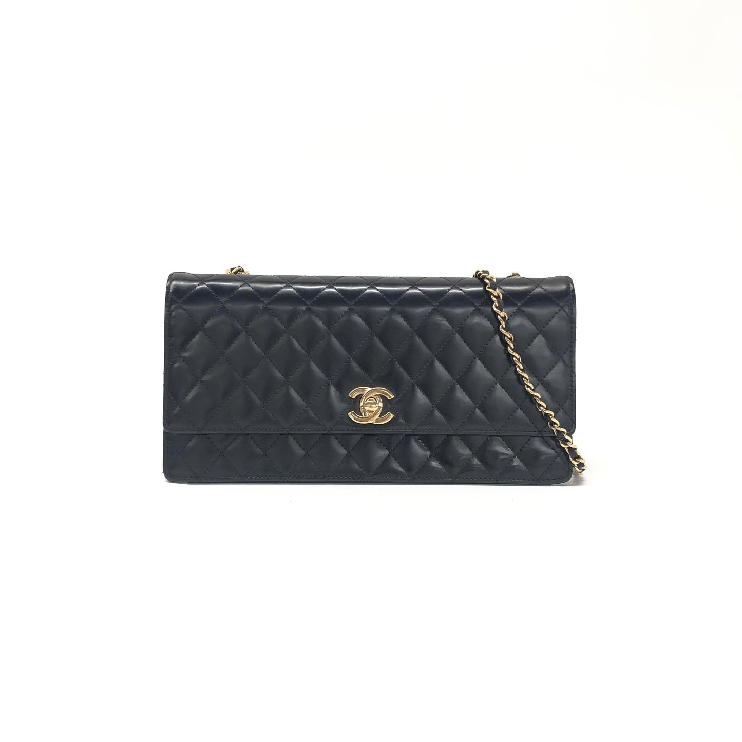 Chanel Classic Flap Medium East West Black Calfskin Leather 2011-2012