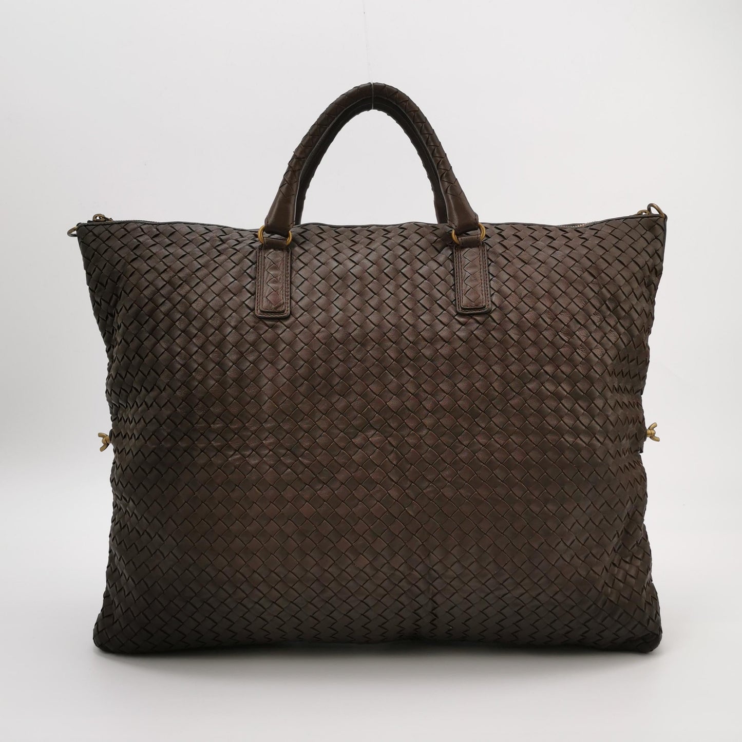 Bottega Veneta Maxi Convertible Tote Dark Chocolate Brown Leather Gold Hardware 54cm