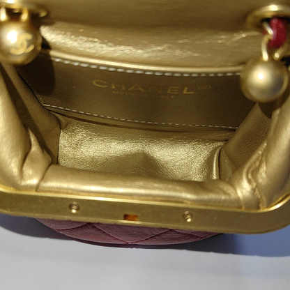 Chanel Kiss Lock Clasp Bag Super Mini Red Lambskin Leather Gold-tone Hardware, 2020