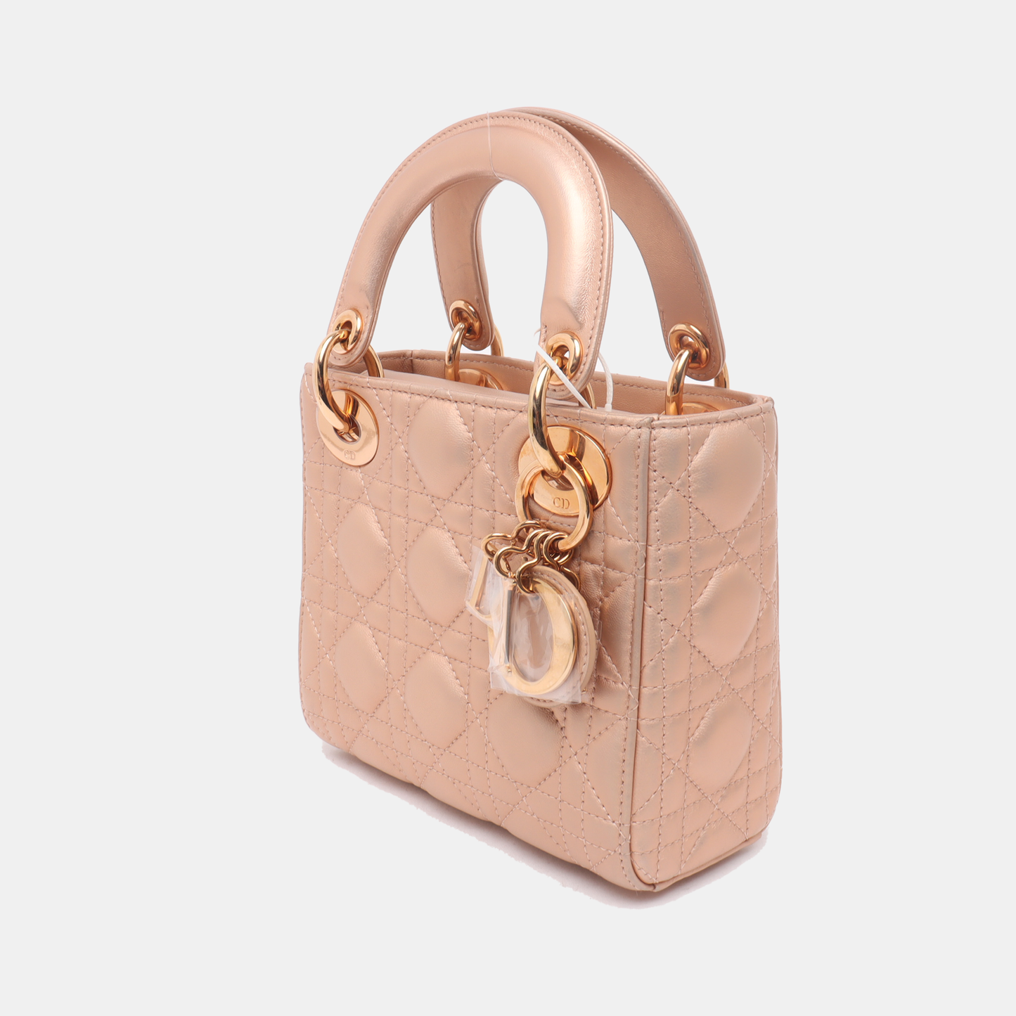 Lady Dior Mini Pink Irediscent and Metallic Cannage Lambskin Handbag