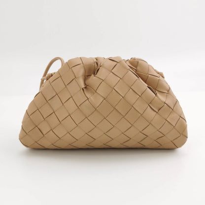 Bottega Veneta Pouch Mini Intrecciato Beige Lambskin Leather Crossbody Bag