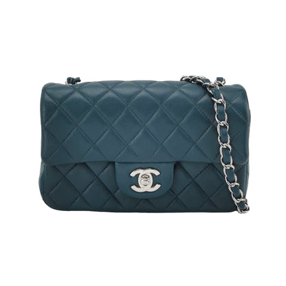 Chanel Classic Flap Rectangular Mini Teal Green Lambskin,2020