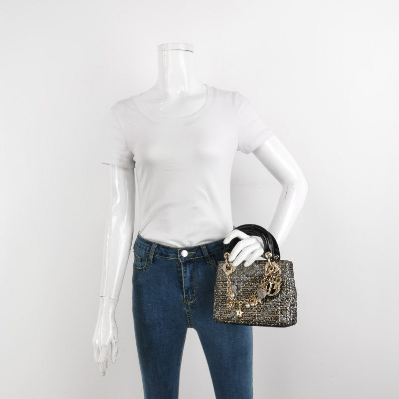 Lady Dior Mini Christmas 2011 Limited Edition Black Tweed and Star Chain