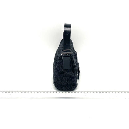 Fendi Baguette Vintage Black Glitter Beads Shoulder Bag
