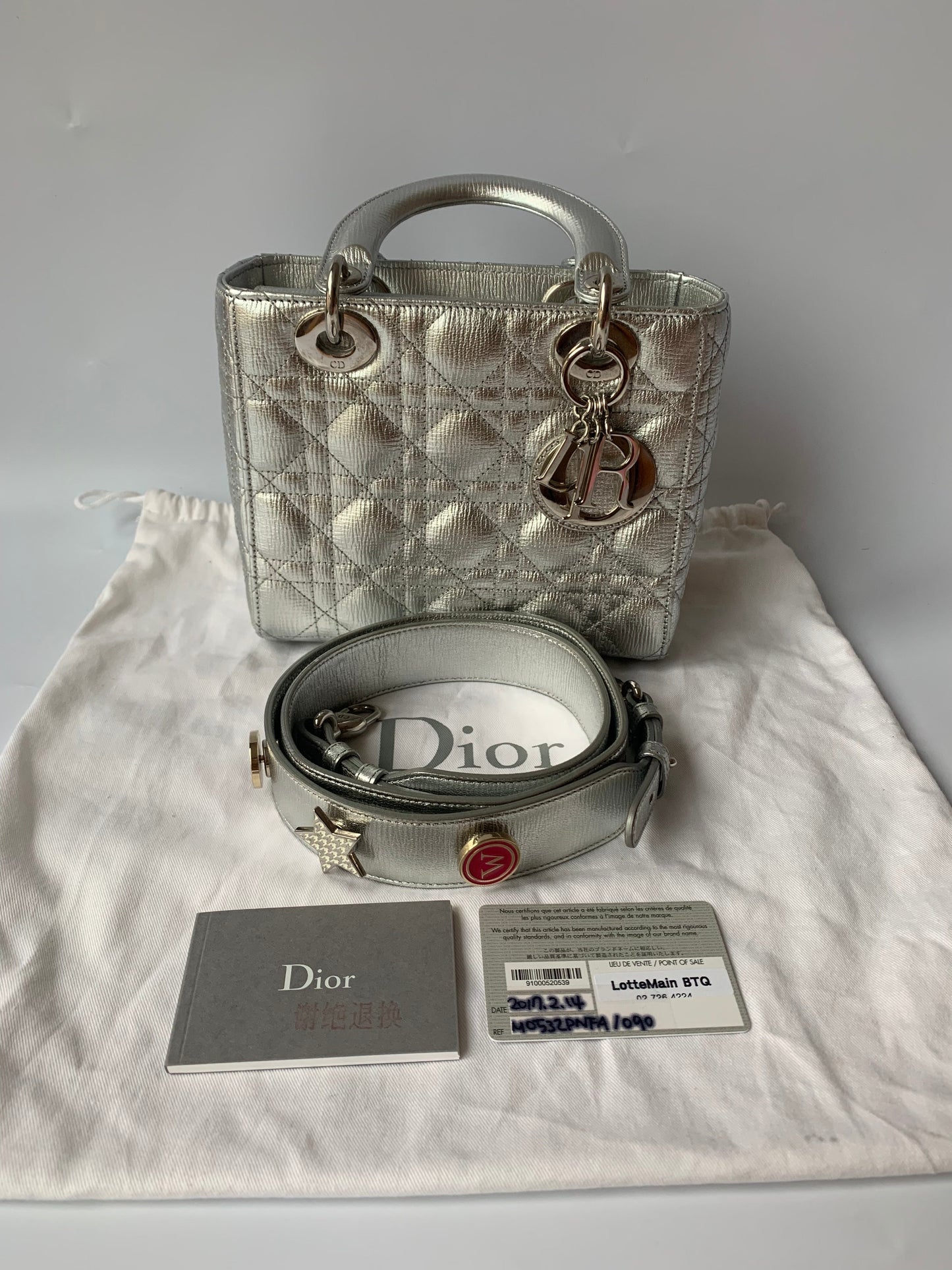 Lady Dior ABCdior Small Silver Cannage Lambskin Handbag